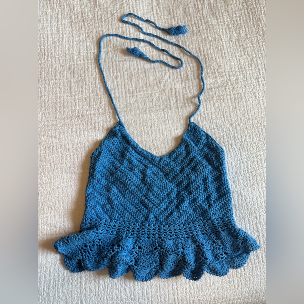 American Eagle Outfitters Blue Crochet Top